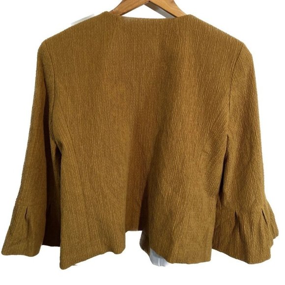 LOFT Mustard 3/4 Flare Sleeve Blazer Jacket Size Medium - Picture 6 of 9